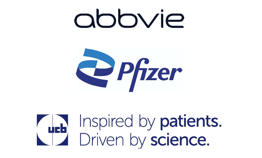 AbbVien, Pfizerin ja UCB:n logot.