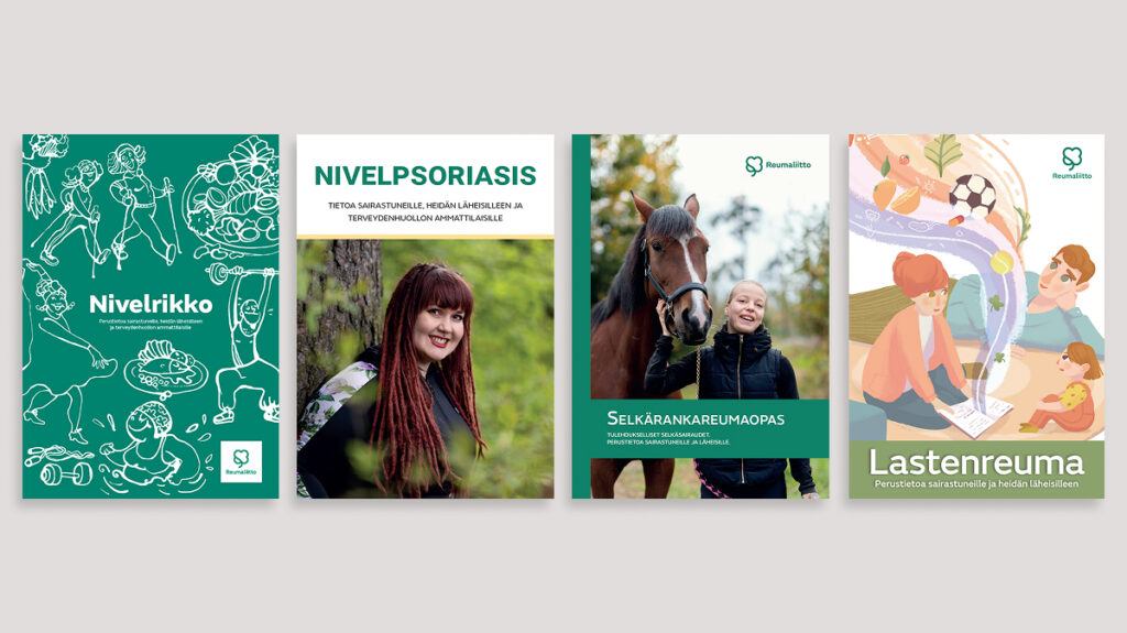 Kansikuvat oppaista.