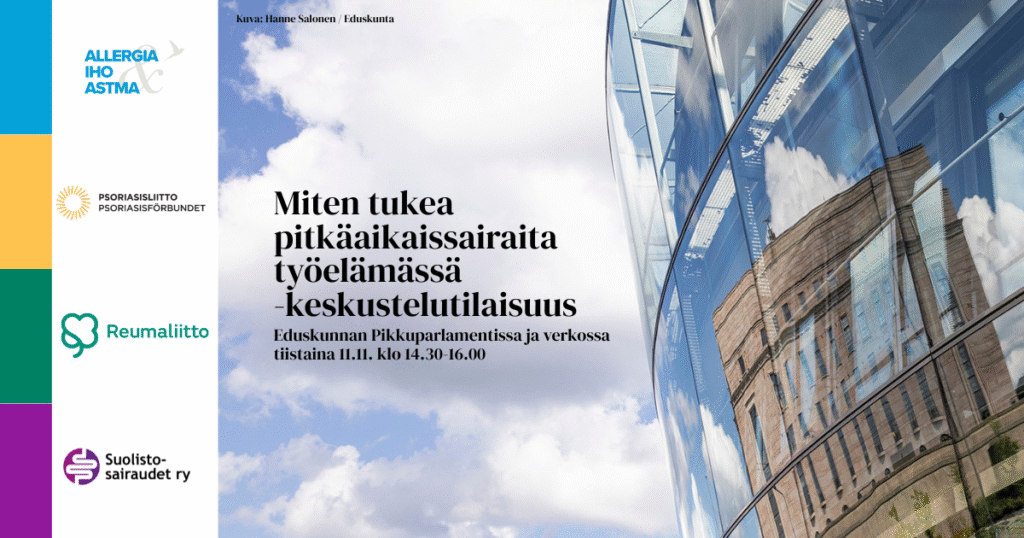 Mite tukea pitkäaikaissairaita työelämäsäs -kesksutelutilaisuus 11.11.2025 pikkuparlamentissa.