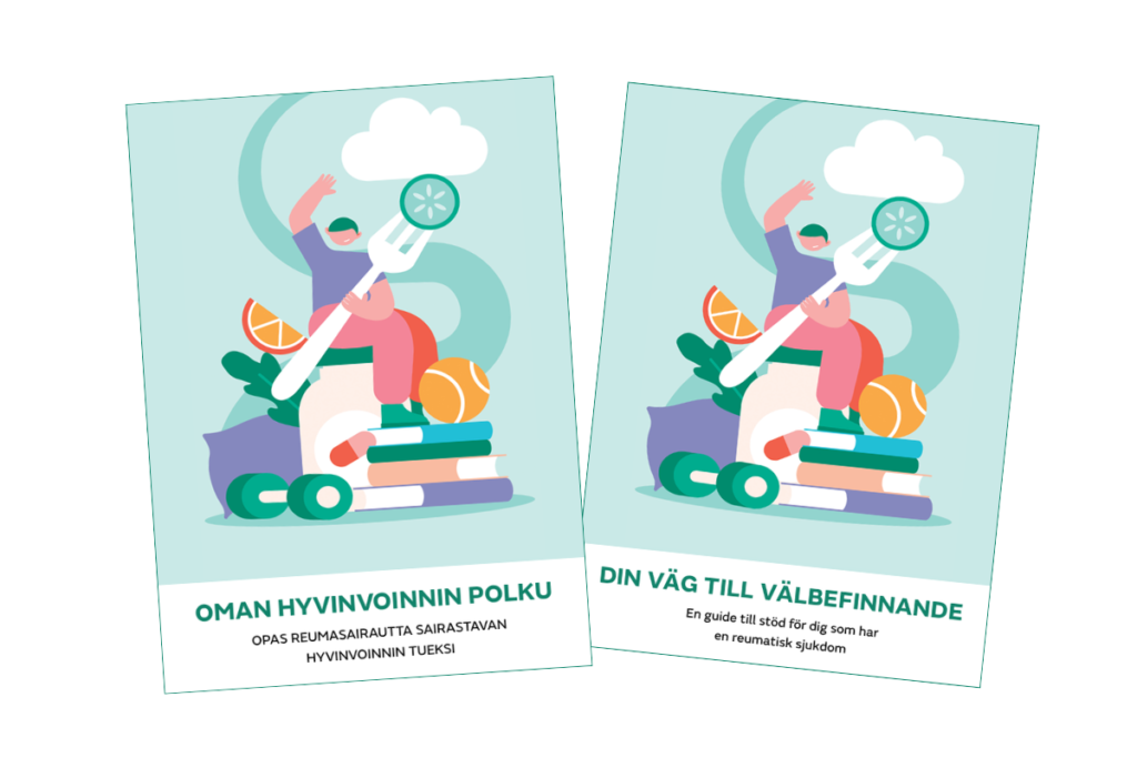 Oppaan kansikuva, jonka piirroskuvassa hahmo vilkuttaa hymyillen.