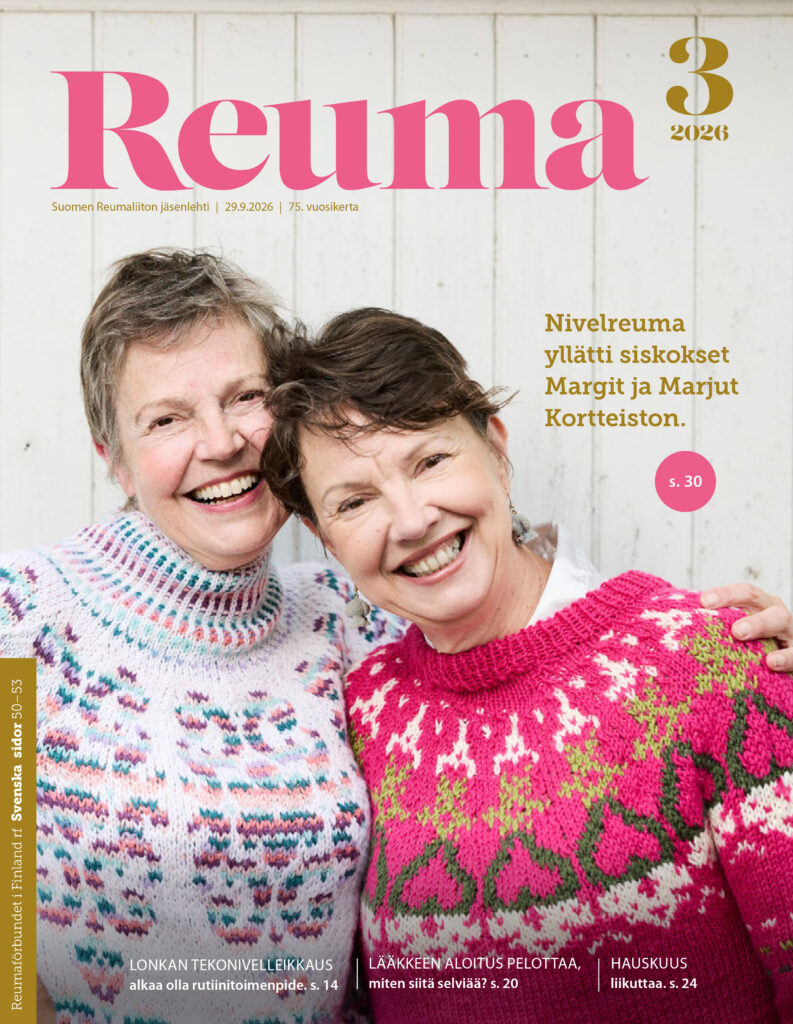 Reuma-lehden 3/2026 kansi, jossa kuvassa kaksi siskosta.